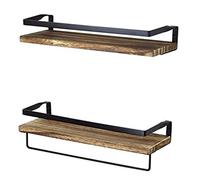 Set di 2 Mensola da Parete in Legno,Stile Vintage Mensola da Muro Design,Mensole Galleggianti a Parete Rustiche,Carico 20 kg,per Camera da Letto Salotto Cucina Corridoio