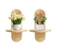 Set di 2 mensole sospese Boho per montaggio a parete, in legno massiccio, in stile rustico moderno, per casa, corridoio, ingresso, corridoio, soggiorno, bagno e così via