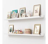 Set di 2 mensole sospese, in legno di pino massiccio, lunghe 140 cm, grandi, per riporre giocattoli, librerie per bambini, per soggiorno, camera da letto, libri, cornici per foto, colore: bianco