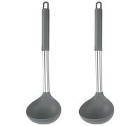 Set di 2 mestoli da zuppa, mestolo da 30 cm, con cucchiaio grande per zuppe, resistenza al calore e antiaderente, grandi cucchiai per cucinare/mescolare/servire