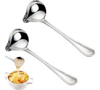 Set di 2 mestoli per salsa in acciaio inox, 20,5 cm, lucidati a specchio, con beccuccio, lavabili in lavastoviglie