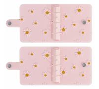 Set di 2 mini copertine trasparenti per raccoglitori a 3 anelli, mini copertine per rilegatura a margherita, tasche con custodia per diari, appunti, pianificazione, schizzi, appunti, biglietti (rosa)