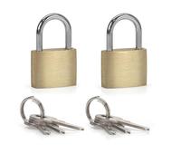 Set di 2 mini lucchetti a chiave per bagagli, valvole, zaino, valigetta, sicurezza rinforzata in viaggio, lucchetto in acciaio e ottone, colore oro