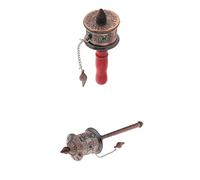 Set di 2 mini ruote da preghiera buddista tibetana - Benedizioni per casa e ufficio - Mani Om Mani Padme Hum Mantra - devozione artigianale - portafortuna religioso da collezione
