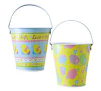 Set Di 2 Mini Secchi Metallici / Design Felice Pasqua Caccia Alle Uova Di Pasqua