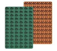 Set di 2 mini stampi in silicone a forma di albero di Natale e omino di pan di zenzero, ideali per cuocere biscotti, budini, gelatine e biscotti per cani
