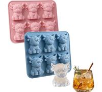 Set di 2 mini stampi per cubetti di ghiaccio a forma di mucca in silicone flessibile per la produzione di cubetti di ghiaccio, senza Bpa, divertenti, riutilizzabili, per caramelle al cioccolato