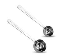 Set di 2 misurini da caffè con manico lungo, in acciaio inox, 1 cucchiaio e 2 cucchiai dosatori da 15 ml e 30 ml, per caffè, latte in polvere, frutta in polvere