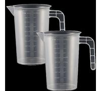 Set di 2 misurini in plastica, con manico e grammi, scala da 500 ml, resistente al calore, misurino di precisione per detersivi, cucina, laboratorio, per alimenti, 0.5 l (trasparente)