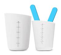 Set di 2 misurini in silicone, 250 ml, 500 ml, per resina, resina epossidica, stampi per colata - 2 bicchieri in silicone per fai da te (trasparente)