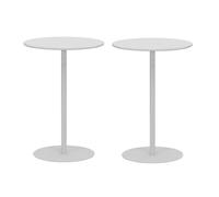Set di 2 mobili classici da bistrot e pub, tavolino rotondo in metallo, tavolino da comodino per soggiorno, patio e veranda, bianco (48 x 62 cm)