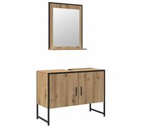 Set di 2 mobili da bagno Artisan Rovere - Armadio in legno massello rovere per bagno, durevole ed elegante - Set salvaspazio