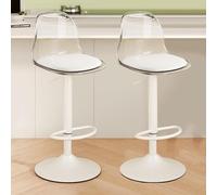 Set di 2 moderni sgabelli da bar in acrilico, regolabili in altezza, schienale trasparente, seduta gialla, comodo cuscino bianco, portata 113 kg, perfetto per cucina e bar di casa