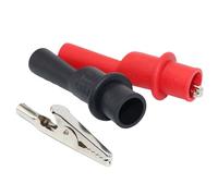 Set di 2 morsetti per testing a clip, colore nero, rosso, 10 A, 1000 V, per misurazione delle prestazioni, in metallo resistente alla corrosione