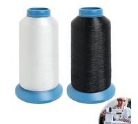 Set di 2 (Nero+Bianco) 5000M, Filo per cucire, Macchine da Ricamo e Cucito, Filo di Poliestere ad Alta Tenacità, Compatibile con Tutte le Principali Marche,Filo per macchina da cucire