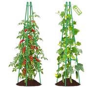 Set di 2 Obelischi da Giardino, 180 CM Supporti per Piante Rampicanti da Esterno e Vasi Interni, Strutture Metalliche Antiruggine per Rose, Clematidi, Viti e Ortaggi, Verde