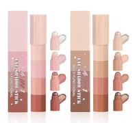 Set di 2 ombretti metallizzati, 4 colori crema luccicanti, a pastello, impermeabili e di lunga durata, per evidenziare gli occhi pigmentati e lucidi