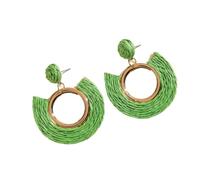 Set di 2 orecchini lunghi fatti a mano a goccia d'acqua a maglia arcobaleno in rattan da donna placcato oro gioielli da spiaggia, talla única, Agata