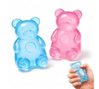 Set di 2 orsetti gommosi da Squishy, set da due pezzi nei colori blu e rosa, design a goccia