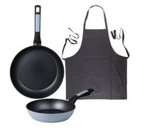 Set di 2 padelle San Ignacio Ø20 e Ø26 cm +grembiule da cucina grigio scuro 100% cotone 75x80cm