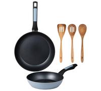 Set di 2 padelle San Ignacio Ø20 e Ø26 cm +Set 3 utensili da cucina acacia