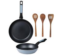 Set di 2 padelle San Ignacio Ø20 e Ø26 cm +Set 3pc utensili cucina legno acacia