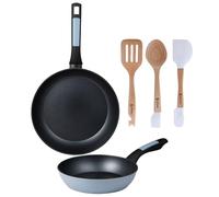 Set di 2 padelle San Ignacio Ø20 e Ø26 cm + Set di 3 utensili da cucina in silicone e legno