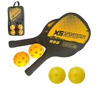 Set di 2 pagaie in legno per pickleball con 4 palline e borsa per il trasporto, per principianti e giocatori esperti, manico in legno di pioppo in polipropilene, impugnatura comoda, controllo