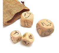 Set di 2 paia/set di dadi zodiacali costellazione - 2 pezzi 20 mm + 2 pezzi 30 mm incisi dadi astrologici in legno per divinazione accessori (V1 (20 mm) + V2 (30 mm)