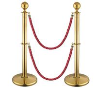 Set di 2 Paletti Delimitazione Barriere Perimetrali Isolamento a Doppio Strato per Divisori di Code di Negozi Al Dettaglio(Gold)