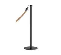 Set Di 2 Paletti Per Il Controllo Della Folla, Con Corda In Canapa Da 1,5 Metri, Ideali Per La Gestione Delle Code E Come Barriera Espositiva In Musei D'arte Moderna(nero)