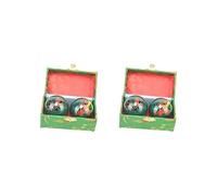 Set di 2 palline da baoding portatili con scatola portaoggetti, resistenti, per bambini, anziani, genitori, colore: verde