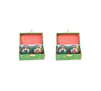 Set di 2 palline da massaggio con scatola portaoggetti Baoding Balls per persone di mezza età Dragon Phoenix verde