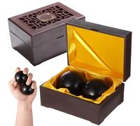 Set di 2 palline in legno di legno per allenamento, 2 palline da allenamento in legno di Blackwood, con custodia portatile per esercizi di destrezza