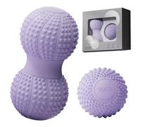 Set di 2 palline per massaggio, per allenamento fasciale, duoball, per massaggio, doppio massaggio, efficace per allentare i muscoli tesi per gambe, piedi e mani (A)
