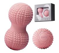 Set di 2 palline per massaggio, per allenamento fasciale, duoball, per massaggio, doppio massaggio, efficace per allentare i muscoli tesi per gambe, piedi, mani (B)