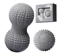 Set di 2 palline per massaggio, per allenamento fasciale, duoball, per massaggio, doppio massaggio, efficace per allentare i muscoli tesi per gambe, piedi, mani (E)