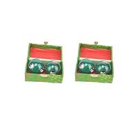 Set di 2 palline portatili Baoding con scatola di immagazzinaggio durevole per bambini anziani genitori verde Tai Chi