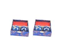 Set di 2 palline portatili Baoding con scatola di immagazzinaggio durevole per bambini anziani genitori blu Tai Chi