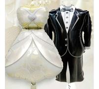 Set di 2 palloncini a forma di abito da sposa e completo, adatto per decorazioni da matrimonio, decorazioni a tema matrimonio, addio al nubilato, decorazioni per la proposta di matrimonio, sfondo foto