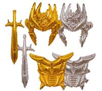 Set di 2 palloncini a forma di armatura per decorazioni, supporto artificiale, costume da cosplay, come decorazione, foglio di alluminio, oro e argento