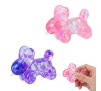 Set di 2 palloncini da schiacciare a forma di cane, glitterati con rimbalzo lento, per decorare la scrivania e migliorare la messa a fuoco, rosa e viola, set di due