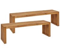 Set di 2 panchine da giardino in legno di acacia chiaro da 150 cm per interni e