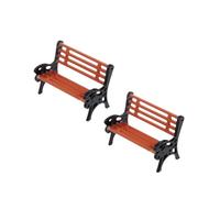 Set di 2 panchine da parco in miniatura, colore marrone, mini sedie da parco, kit di sedie per casa delle bambole, accessori per mobili per giardino fatato