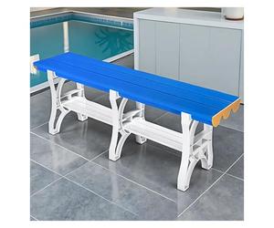 Set di 2 panchine da piscina in plastica ABS resistente e impermeabile, 149,9 x 45 cm, colore blu scuro, per palestra, hotel, bagno e scuola, perfetto per cambiare le scarpe