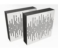 Set di 2 pannelli AbFuser - Pannelli acustici fonoassorbenti e diffusori | 50x50cm | Assorbimento - Diffusione - Riflessione | Piastre perforate colorate: [VELAR (100mm) | Plastica bianca lucida]