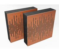 Set di 2 pannelli AbFuser - Pannelli acustici fonoassorbenti e diffusori | 50x50cm | Assorbimento - Diffusione - Riflessione | Piastre perforate colorate: [VELAR (120mm) | Ciliegio]