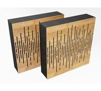 Set di 2 pannelli AbFuser - Pannelli acustici fonoassorbenti e diffusori | 50x50cm | Assorbimento - Diffusione - Riflessione | Piastre perforate colorate: [VELAR (100mm) | Rovere]