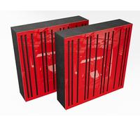 Set di 2 pannelli AbFuser - Pannelli acustici fonoassorbenti e diffusori | 50x50cm | Assorbimento - Diffusione - Riflessione | Piastre perforate colorate: [ABAFA (100mm) | Plastica rossa lucida]