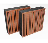 Set di 2 pannelli AbFuser - Pannelli acustici fonoassorbenti e diffusori | 50x50cm | Assorbimento - Diffusione - Riflessione | Piastre perforate colorate: [ABAFA (100mm) | Ciliegio]